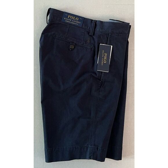 POLO RALPH LAUREN Core Replen Shorts Men Sz 28 Inseam 9” Relaxed Ink Blue Chino - Picture 4 of 9